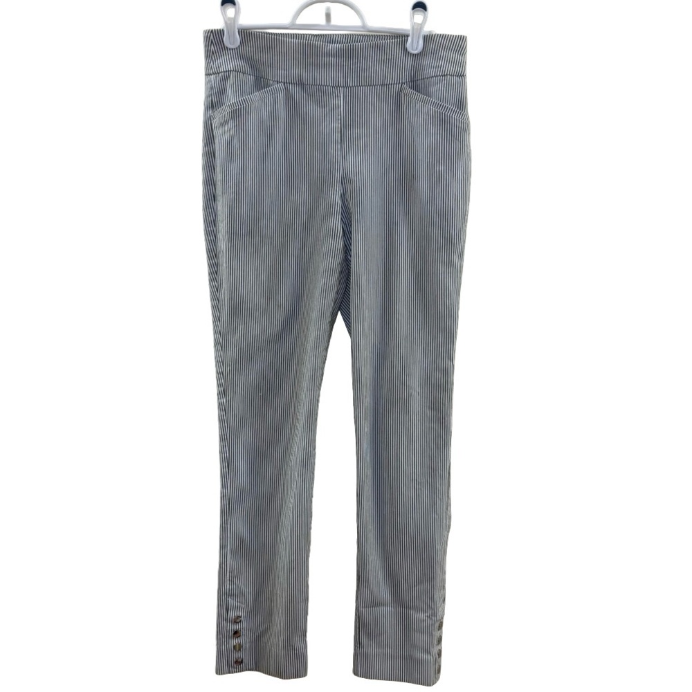 Chico's Perfect Stretch Striped Pants White Green Size 0